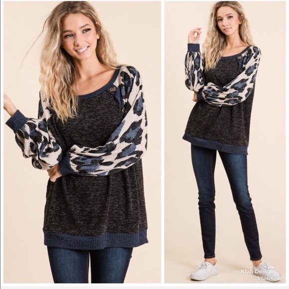 ❤️LAST Leopard Sweater Knit Top with aPuff Sleeves - Picture 8 of 8